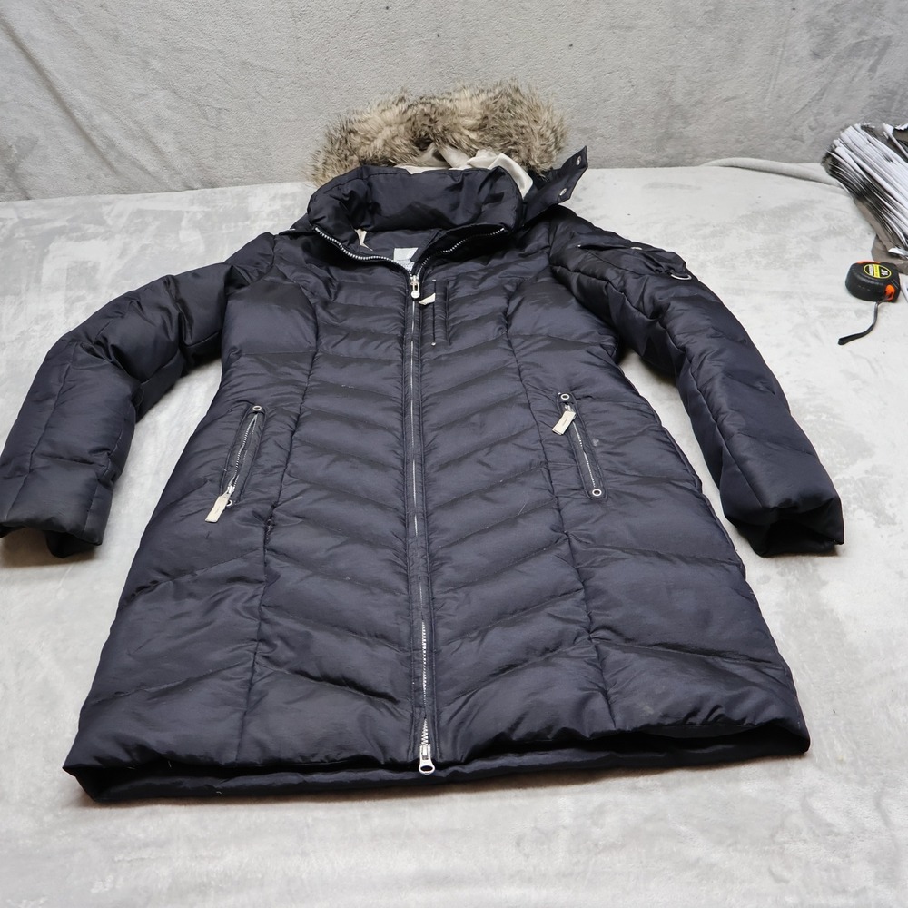 Eddie Bauer Down Jacket Womens Small Black Sun Valley 550 Fill Insulated Parka